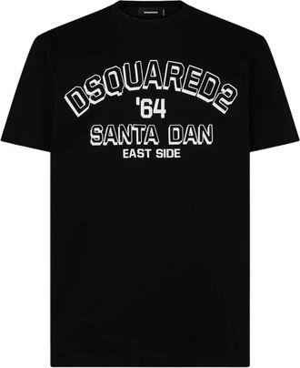 Dsquared2 Mens Santa Dan 64 Black T-shirt Cotton - Size Medium