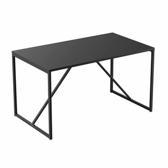Oviala Mesa de comedor rectangular para 4 personas de acero negro