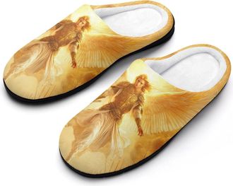 Generic God An-gels Holding Swords Womens Slippers Warm House Slippers Indoor House Shoes with Anti-Skid Rubber Sole