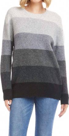 Karen Kane Multi Stripe Crewneck Sweater In Gray