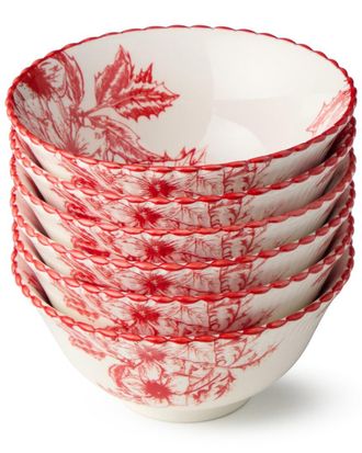 Certified International Crimson Noel Set Of 6 Small All Purpose Bowls