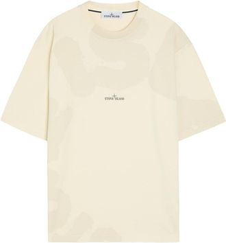 Stone Island Logo-print Cotton T-shirt - Ivory - XL