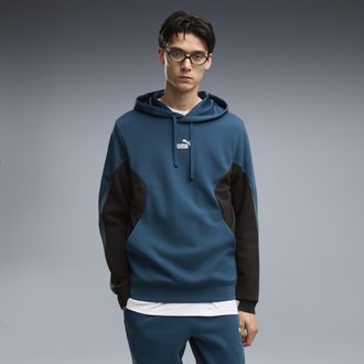 Puma Felpa con cappuccio a blocchi di colore Essentials da uomo, Abbigliamento, Blu, XXL