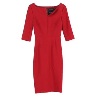 Roland Mouret cr&ecirc;pe midi-jurk in rode viscose