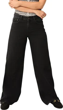 Next Wide Leg Jeans in Black at Nordstrom, Size 8 Us