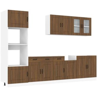 vidaXL Set Mobili da Cucina 7 pz Kalmar Rovere Marrone in Truciolato vidaXL