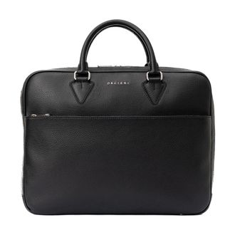 Orciani Slim Business Bag - Heren - Laptoptassen - Zwart - ONE Size - Leer - Tassen