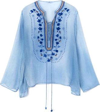 Ermanno Scervino Dames, Blouses & Shirts, Blauw, Maat: 2XS Zijde