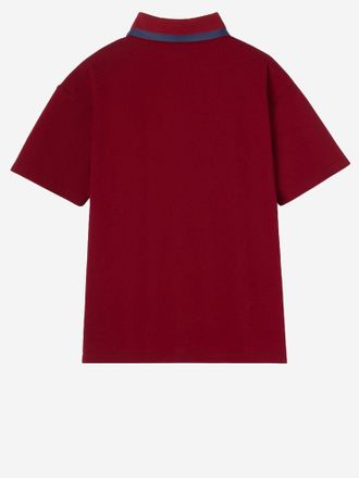 Gucci Kids Stretch Cotton Polo Shirt With Logo Red T-shirts And Polos