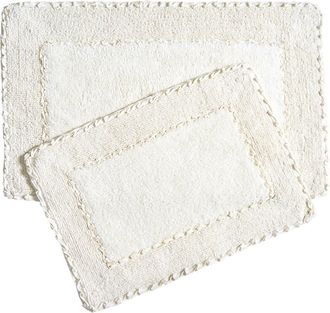 Laura Ashley Ruffle Cotton 2-Piece Bath Mat Set in Ivory at Nordstrom Rack