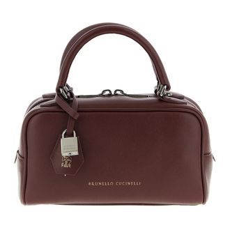 Brunello Cucinelli Tassen, Dames, Rood, ONE Size, Leer, Boston Explorer Kleine Handtas