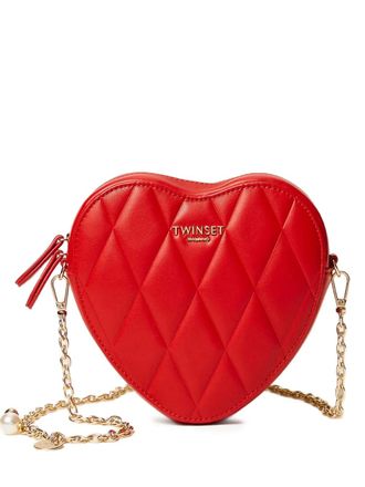 Twin-Set quilted heart chain mini bag - women - Polyurethane/Polyester - One Size - Red