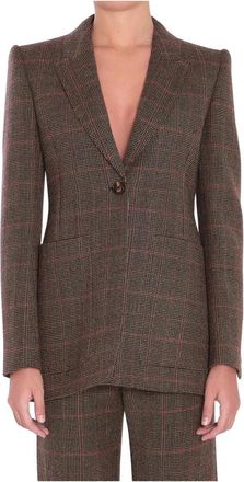 Chlo&eacute; Geklede Jas van Wol met Ruit - Dames - Blazers - Bruin - S - Wol - Jassen
