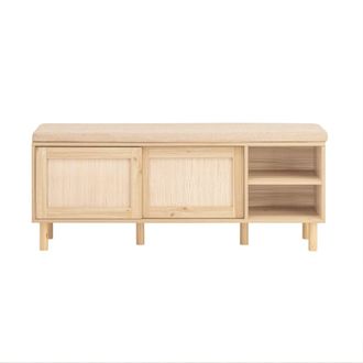 SoBuy Banco zapatero con 2 puertas y 2 estantes mdf natural