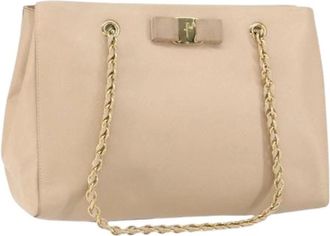 Ferragamo Pre-owned Shoulder Bag - Dames - Vintage Schoudertas - Beige - ONE Size - Leer - Vintage