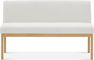 Castlery White Banquette Bench with Light Brown Wooden Legs by Castlery