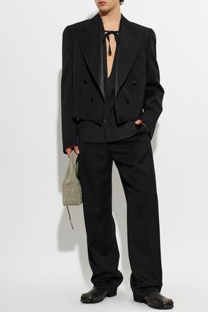 Maison Margiela Wool Trousers With Side Stripes, Mens, Black