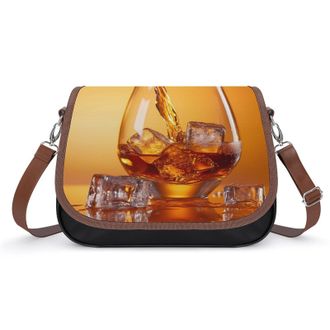 Generic Wine Whiskey Crossbody Bags for Women Fashion Leather Shoulder Handbags With Adjustable Strap