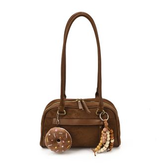 Generic Pufei Faux Suede Shoulder Bag Large Capacity Tote Bag Bag for Women (Black)