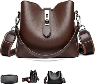 Generic Three Straps Bucket Bag for Women,Stylish Crossbody & Shoulder Bag,PU Leather shoulder handbags Adjustable Strap ( A,Regular)