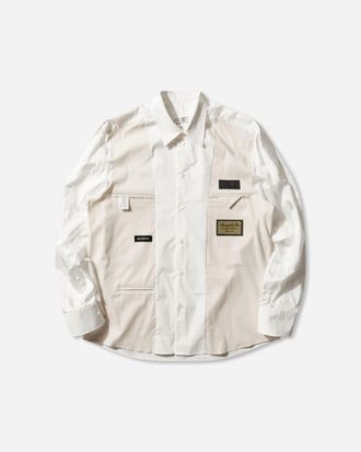 Maison Margiela Men s Label Patch Poplin Shirt White