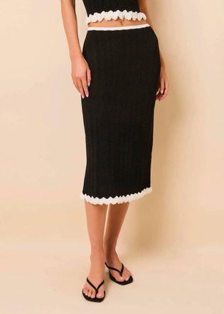 Solid & Striped Diana Wavy Rib Skirt In Noir/brule