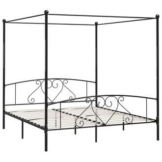 Berkfield Home Canopy Bed Frame Black Metal 200x200 cm