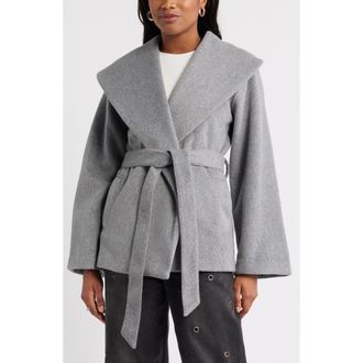 Open Edit Wrap Robe Coat in Grey Heather at Nordstrom Rack, Size Xx-Small/x-Small