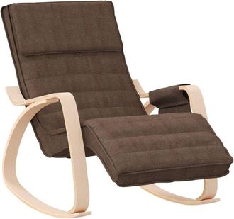 vidaXL Silla Mecedora De Tela Marr&oacute;n Oscuro Vidaxl