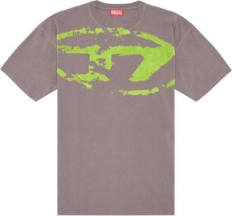 Diesel Heren T-Boxt-N14 T-Shirt met Flock Print - Heren - T-shirts - Paars - S - Katoen - Tops