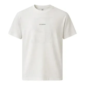 C.P. Company T-Shirts, male, White, Size: 2XL 30/1 Jersey Short Sleeve Logo T-Shirt