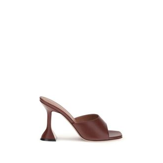 Amina Muaddi Brown Calf Leather Bos Taurus Stiletto Heel Womens Sandals