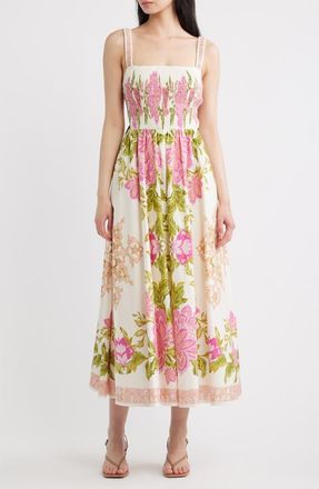 Flying Tomato Floral Cotton Sundress in Ivory at Nordstrom, Size Medium