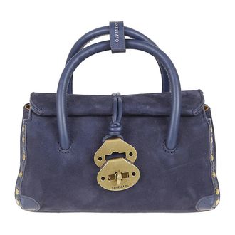 Zanellato Dotta Baby Bag - Dames - Handtassen - Blauw - ONE Size - Leer - Tassen