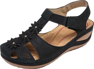 Generic Wedge Sandals Women Wide Fit Large Size Soft Sole Ladies Summer Shoes Closed Toe Casual Lightweigt Ultra Comfort Summer Sandals with Arch Support Beac