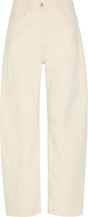 Another Tomorrow Curved Barrel-leg Jeans - Beige - 38 (UK6 / XS)