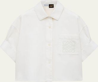 Loewe x Paulas Ibiza Short-Sleeve Denim Boxy Shirt