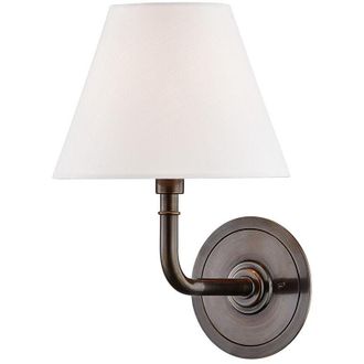 Hudson Valley Lighting Signature No.1 Aplique De Pared Con 1 Luz Bronce Envejecido, Lino