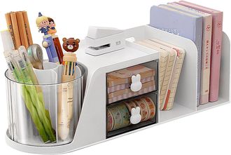 OEM Organizador De Escritorio, Organizador De Escritorio Multifuncional, Portal&aacute;pices Con Estante, Caja De Almacenamiento Para Art&iacute;culos De Papeler&iacute;a, Lib