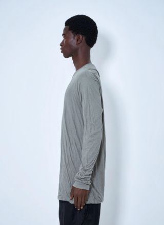 Rick Owens Mens T-Shirt Oversize Jumbo Double Manches Longues Perle Fonc&eacute; Green T-Shirts And Polos
