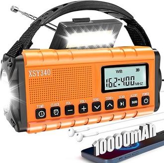OEM Radio De Emergencia De 37 000 Mwh Con Alarma Meteorol&oacute;gica Noaa, Radio Port&aacute;til Con Manivela Solar Con Pantalla Digital Am/fm, Despertador, Linterna D