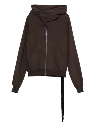 Rick Owens Felpa asimmetrica con zip e cappuccio - Marrone