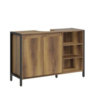 SoBuy Sobuy Mueble Para Lavabo Marr&oacute;n Claro Con Puertas Armario Con Lavabo De Almacenaje Con Estantes Estanter&iacute;a Con Puertas De Aglomerado 90&times;30&times;60 Cm Capac