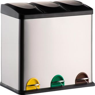 MSV Portarifiuti Msv 60l In Acciaio Inossidabile In Colore Argento 60,5 X 34 X 60,5 Cm