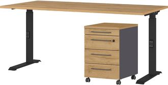 Germania Büromöbel-Set »Agenda« Set bestehend aus höhenverstellbarem Schreibtisch und Rollcontainer