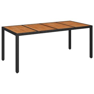 vidaXL Vidaxl - Mesa De Jard&iacute;n Superficie De Madera Rat&aacute;n Pe Negro 190x90x75 Cm