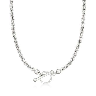 Ross-Simons Sterling Silver Rope-Chain Toggle Necklace