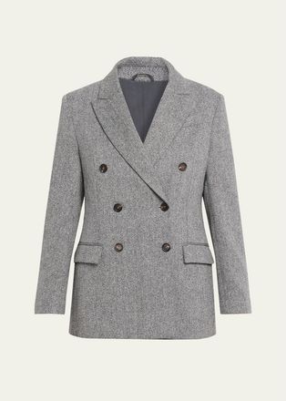Brunello Cucinelli Wool-Mohair Herringbone Blazer
