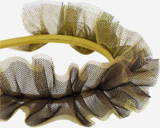 BONPOINT Girls Ruffled Tulle Headband Navy Polyamide Accessory