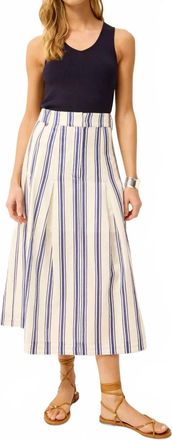 Marie Oliver Faith Pleated Midi Skirt In Blue And White Stripe